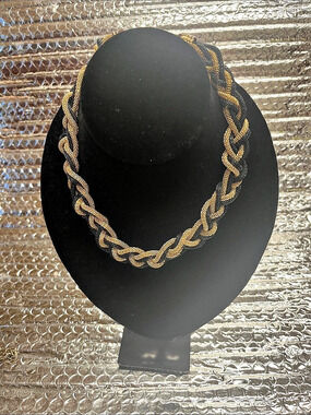 Gold & Black Braided Chain Necklace